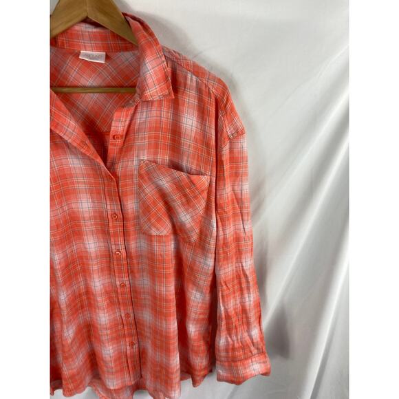 NWT Abound Oversized plaid Shirt Orange Size Medium - Picture 3 of 6